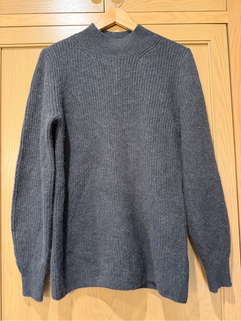 COS Gray Ribbed Turtleneck Sweater Keyhole Back Wool/Alpaca Xsmall